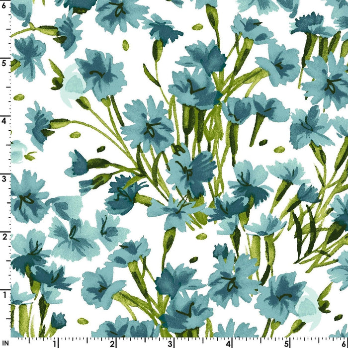 NEW! Bloom On - Packed Floral - Per Yard - by Maywood Studio - Aqua - MAS10075-Q - RebsFabStash