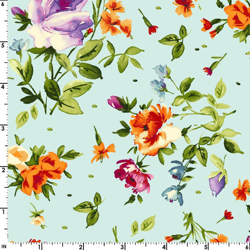 NEW! Bloom On - Spaced Floral - Per Yard - by Maywood Studio - Aqua - MAS10073-Q - RebsFabStash