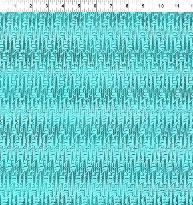 Calypso II Border Print TEAL Yardage by Jason Yenter - In The Beginning - Ocean, Fish Fabrics