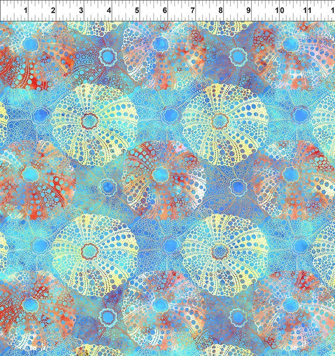 NEW! Calypso II - Seahorses BLUE - Per Yard - Jason Yenter - In The Beginning - Geometric, Blender, Ocean, Fish - 26CAL1 - RebsFabStash