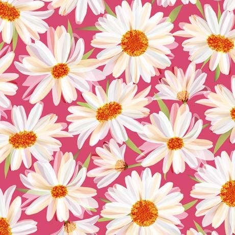 New! Daisy Meadow - Daisy & Butterfly Toss - per yard - Designed by Turnowsky for Quilting Treasures - MEDIUM PINK - 27805-P - RebsFabStash