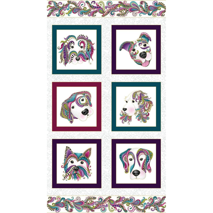 NEW! Dog On It - Ann Lauer - Grizzly Gulch - per yard -Benartex- Hot Diggity Multi on white - small dogs on white - 6255M-09 - RebsFabStash