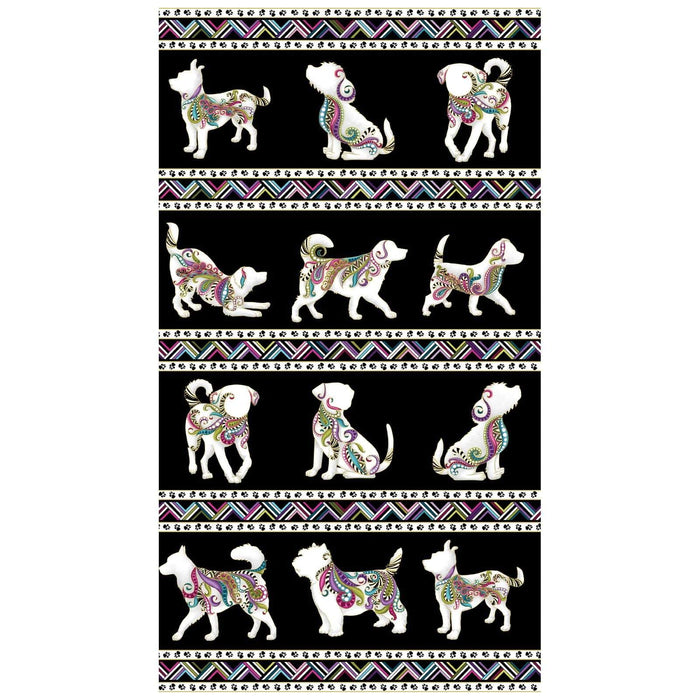 NEW! Dog On It - Ann Lauer - Grizzly Gulch - per yard -Benartex- Hot Diggity Multi on white - small dogs on white - 6255M-09 - RebsFabStash