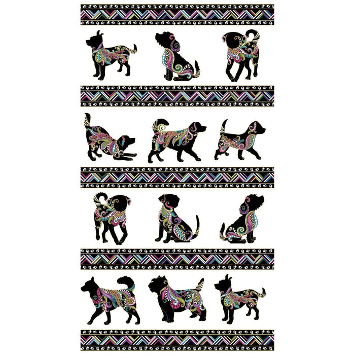 NEW! Dog On It - Ann Lauer - Grizzly Gulch - per yard -Benartex- Hot Diggity Multi on white - small dogs on white - 6255M-09 - RebsFabStash