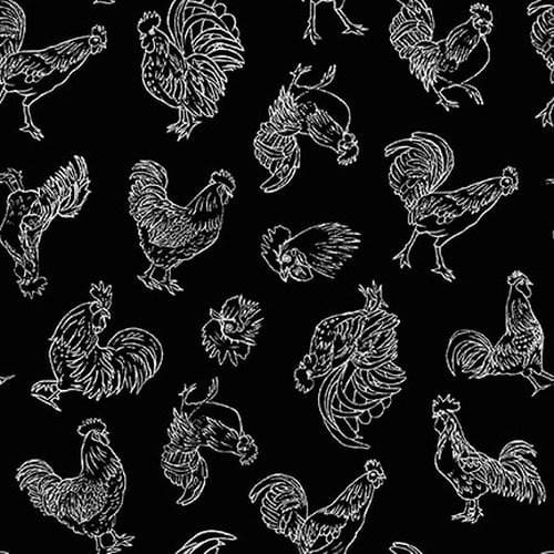 NEW! Farm Raised - per yard - by Gail Green for Henry Glass - White Chicken Linework - 1981 19 - RebsFabStash