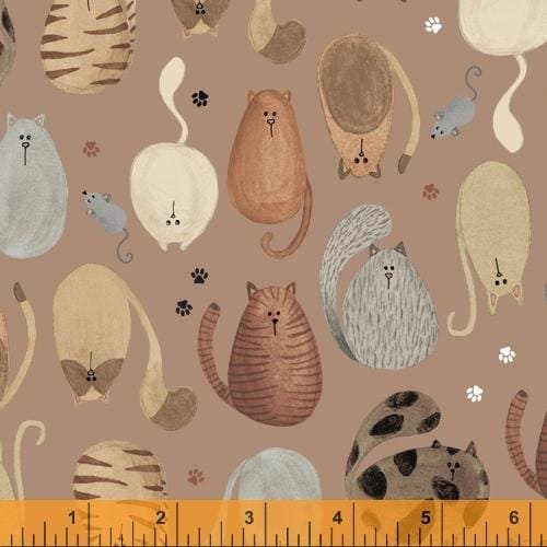 New! Fat Cat - per yard - by Whistler Studio for Windham Fabrics - Mice - 52271-1 Ivory - RebsFabStash