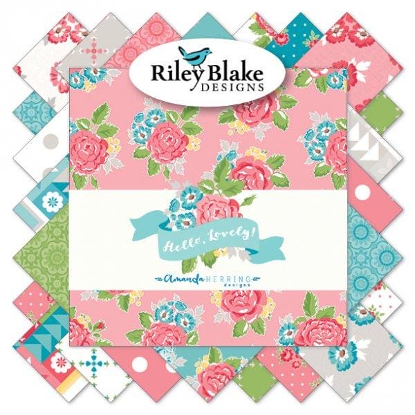 NEW! Hello Lovely- per yard - Riley Blake - by Amanda Herring - Join her Quilt Along - Friendship Quilt! - Geometric Aqua C7246 - RebsFabStash