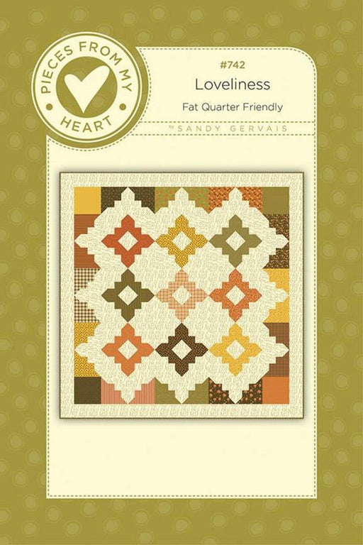 NEW! - Loveliness -Quilt PATTERN - Sandy Gervais -Pieces From My Heart -Features Adel In Autumn - Riley Blake -Fat Quarter Friendly - #742 - RebsFabStash