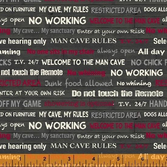 New! Man Cave - per yard - by Rosemarie Lavin for Windham - Cards, Plaid, Pool, Darts - Black Playing Cards - 52411-2 - RebsFabStash