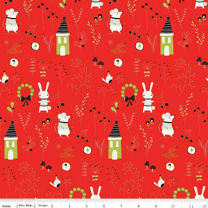 New! Merry Little Christmas - Berries Black - by the yard - Sandy Gervais - Riley Blake - Fun cute holiday design - C9645-BLACK - RebsFabStash