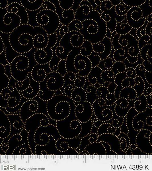 New! NIWA Large Floral - Per Yard - by P&B Textiles - Gold Metallic, Flowers - 4385 MU - Cream - RebsFabStash