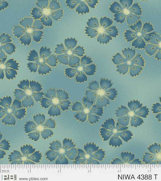 New! NIWA Large Floral - Per Yard - by P&B Textiles - Gold Metallic, Flowers - 4385 MU - Cream - RebsFabStash