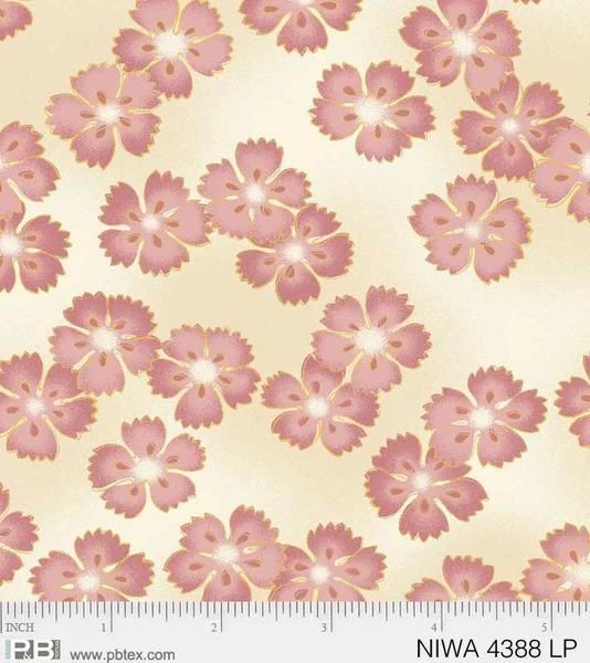 New! NIWA Large Floral - Per Yard - by P&B Textiles - Gold Metallic, Flowers - 4385 MU - Cream - RebsFabStash