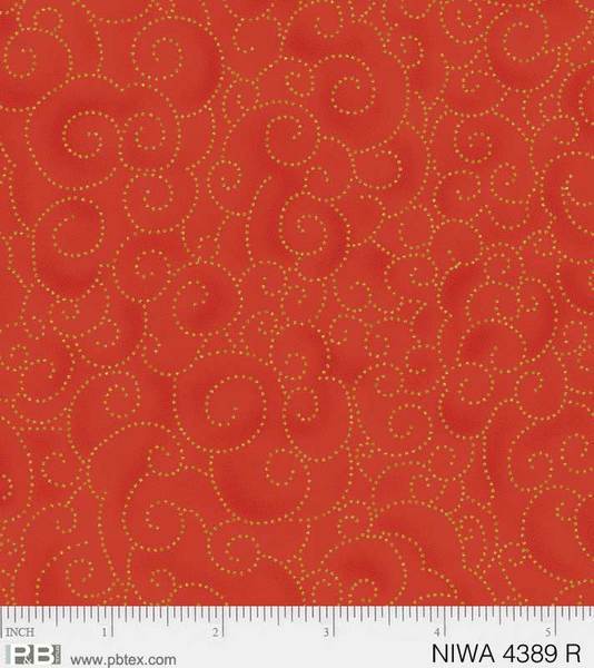 New! NIWA Small Floral - Per Yard - by P&B Textiles - Gold Metallic, Flowers, Tonal, Blender - 4388 - LB - Light Blue - RebsFabStash