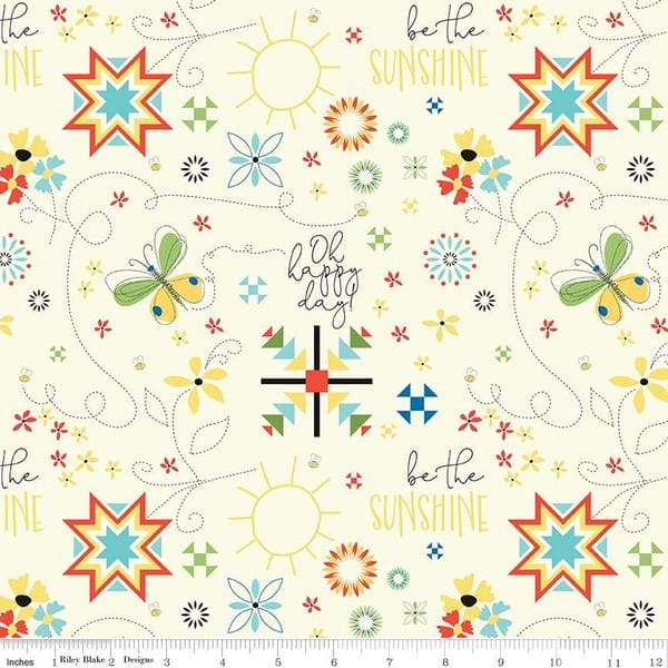 NEW! Oh Happy Day! - per yard - by Sandy Gervais - Riley Blake Designs - Blender - Diamonds Aqua - RebsFabStash