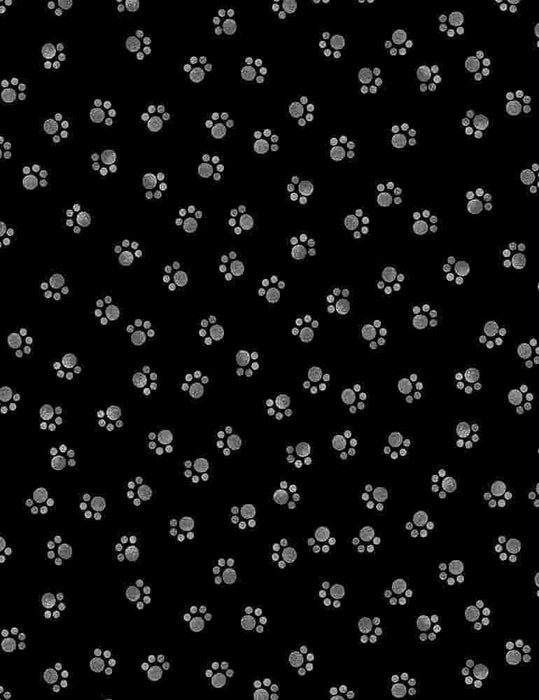 New! Pure Breeds - per yard - Timeless Treasures - Faded Paw Prints - Dog-C7750 Black - RebsFabStash