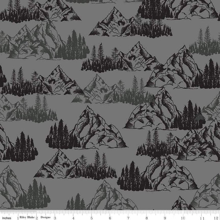 New! Timberland - per yard - for Riley Blake Designs - Outdoors - Wildlife - Mountains - Main Cream - RebsFabStash