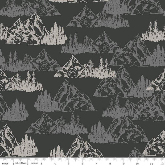 New! Timberland - per yard - for Riley Blake Designs - Outdoors - Wildlife - Mountains - Main Cream - RebsFabStash