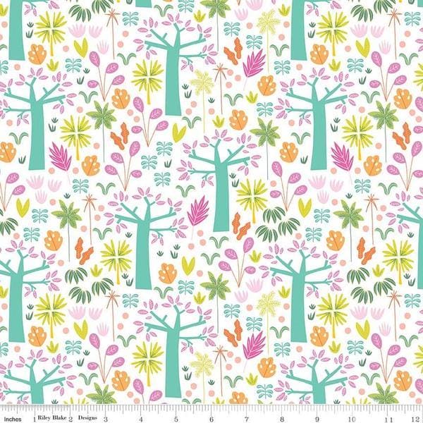 NEW!! Under the Canopy by Citrus & Mint Designs- per yard - Riley Blake - Jungle Prints! MAIN PRINT on Blue C8661 - RebsFabStash