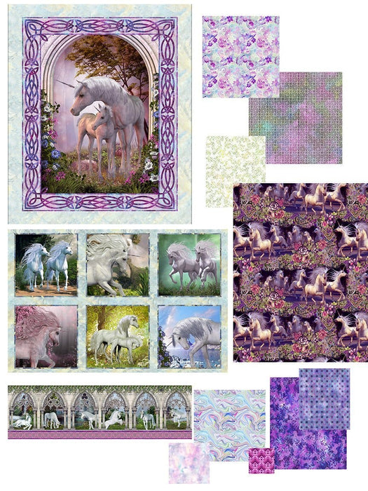 New! Unicorns - Lace - Per Yard - by In The Beginning Fabrics - Geometric, Blender, Digital Print - Magenta - 10UN1 - RebsFabStash