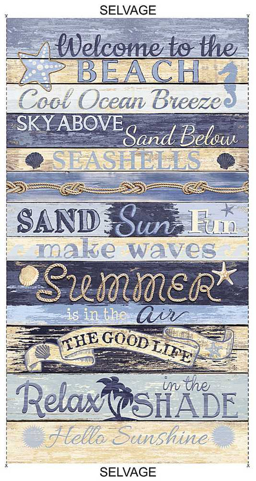 New! Welcome to the Beach - per Panel - 24"X44" - Timeless Treasures - Beach signs panel - PANEL-C8286 - RebsFabStash