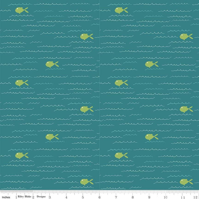 Ready, Set, Splash! - per yard - Sandy Gervais - Riley Blake Designs - Frogs Cream - C9892-CREAM - RebsFabStash