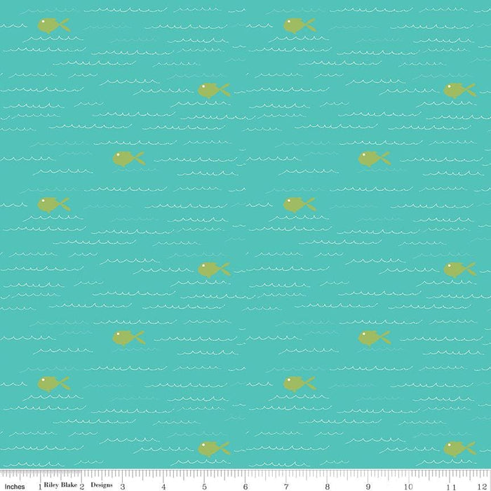 Ready, Set, Splash! - per yard - Sandy Gervais - Riley Blake Designs - Frogs Cream - C9892-CREAM - RebsFabStash