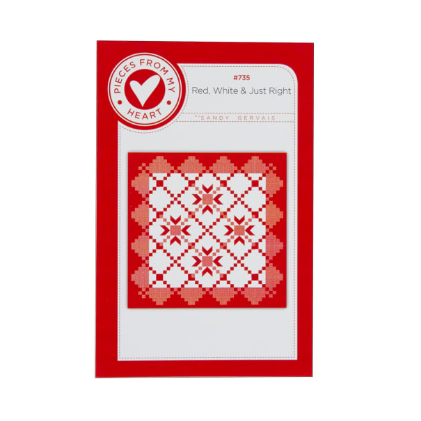 Red, White & Just Right - Quilt PATTERN - by Sandy Gervais - Riley Blake Designs - Pieces From My Heart - 45" x 45" - #735-Patterns-RebsFabStash