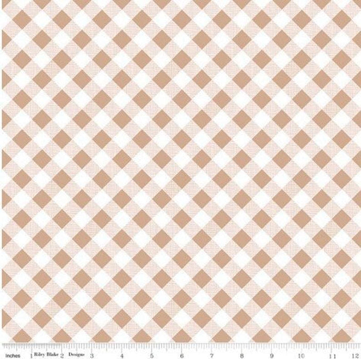 Sew Cherry 2 - per yard - Riley Blake - by Lori Holt - Nutmeg Gingham on white - RebsFabStash