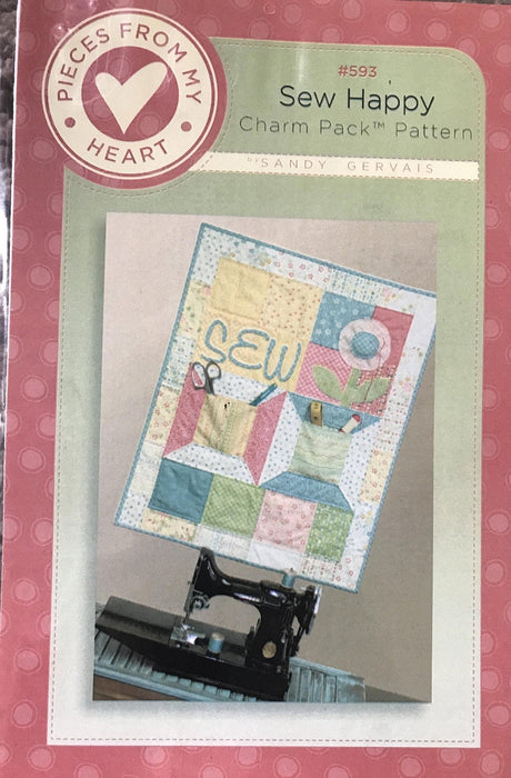 Sew Happy - Charm Pack Quilt Pattern - Sandy Gervais - #593 - Pieces from my Heart - Uses Moda fabrics - RebsFabStash