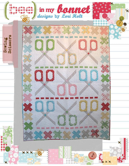 Sewing Scissors - Quilt PATTERN - Design by Lori Holt of Bee in my Bonnet - Fat Quarter Friendly - Bonus 24" Pillow Pattern - RebsFabStash