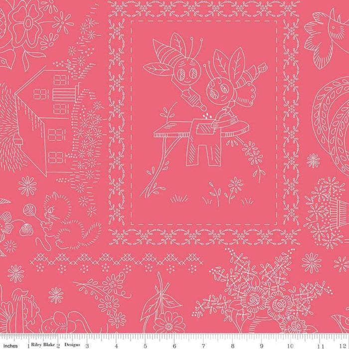 Riley Blake Fabric - Sew Cherry 2 - Lori Holt - Pink #C5800 - 50cm