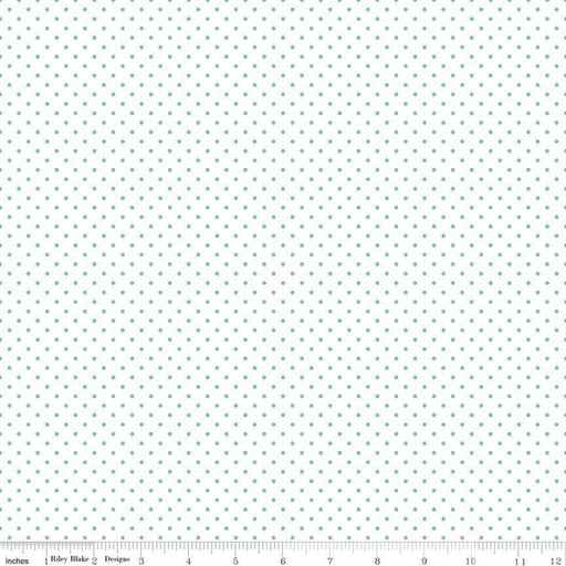 Swiss Dot - per yard - Riley Blake - Aqua dots on white - basics - tonals, blenders C660- 20 - RebsFabStash