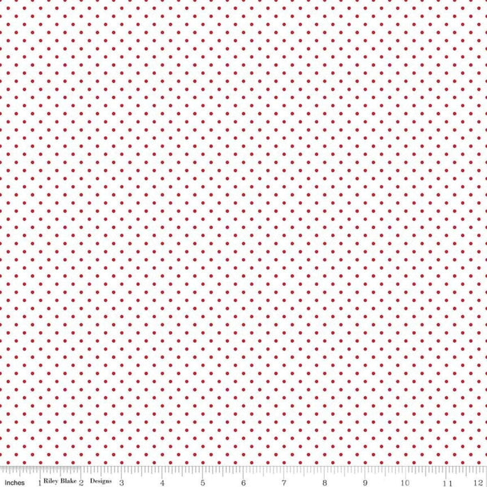 Swiss Dot - per yard - Riley Blake - Christmas! Red and Green dots on white - basics - 660 - Christmas - RebsFabStash